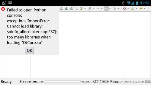 QGIS for Android screenshot after enabling Python support