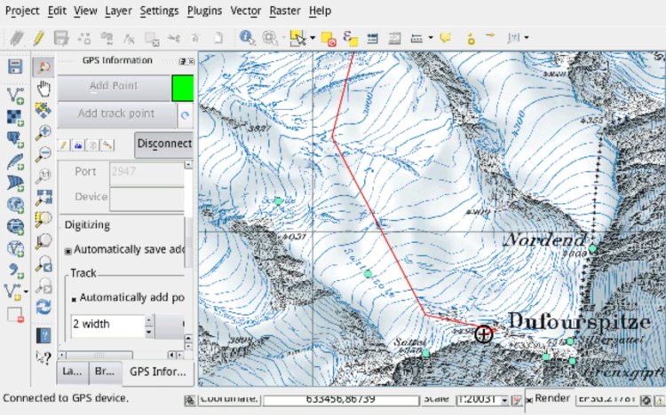 QGIS for Android 2.0 project view showing core functionality from the nightly release