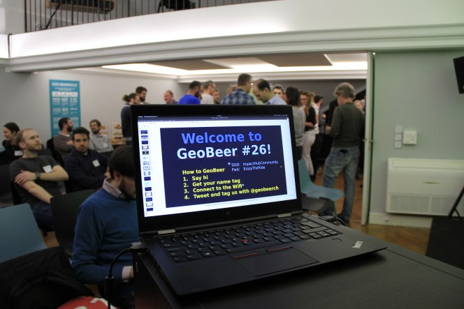 Attendees gathering at GeoBeer #26 in Bern
