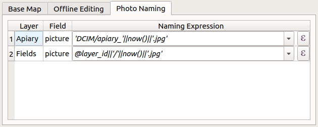 QFieldSync expression-based image file naming configuration