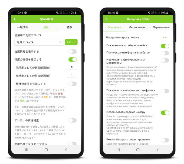 QField language settings showing support for additional interface languages