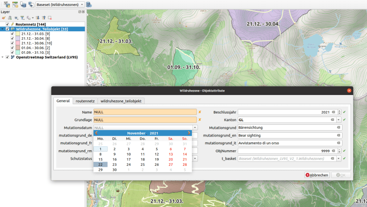 Finished QGIS project generated by Model Baker with configured forms, relations, and styling