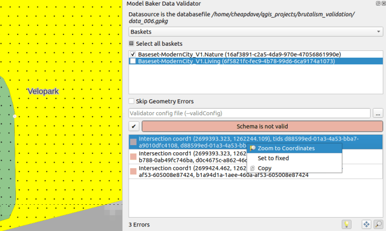 Geometry validation errors with the zoom-to-coordinates option