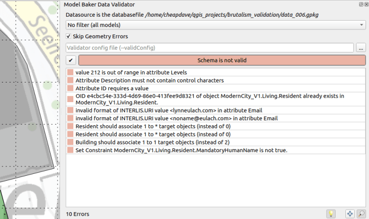 Config file loaded in the Data Validator