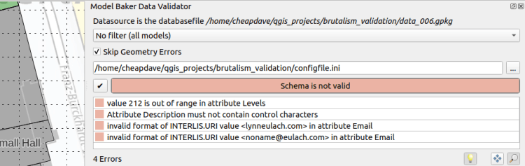 Type validation errors for attributes in the Data Validator