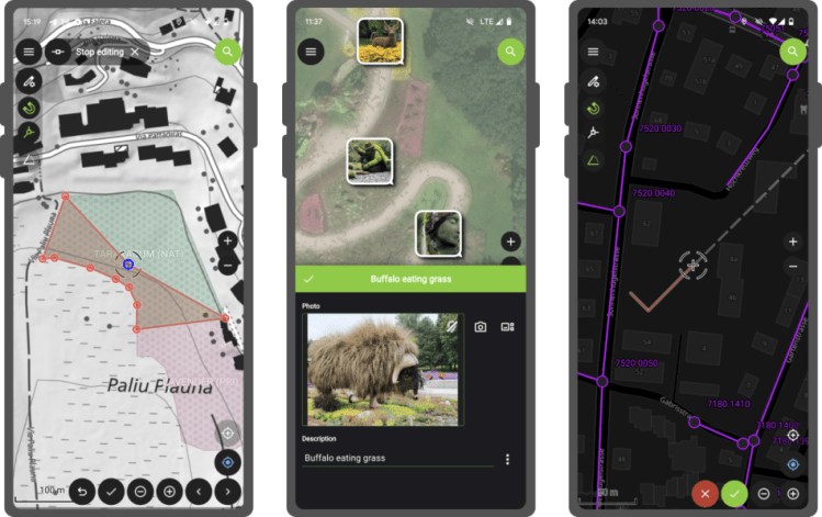 QField 3.1 digitizing drawer and snapping to common angles interface