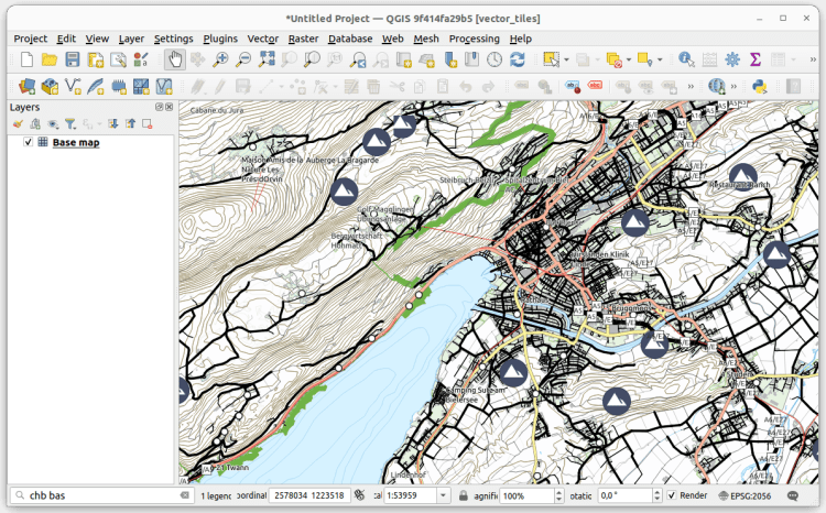 Swiss Locator adding the standard Base map vector-tile layer in QGIS