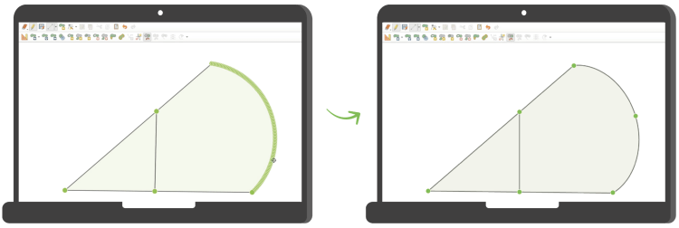 Crowdfunding progress graphic for circular arc support in QGIS