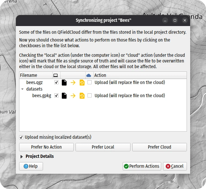 QFieldSync option for uploading shared datasets to QFieldCloud