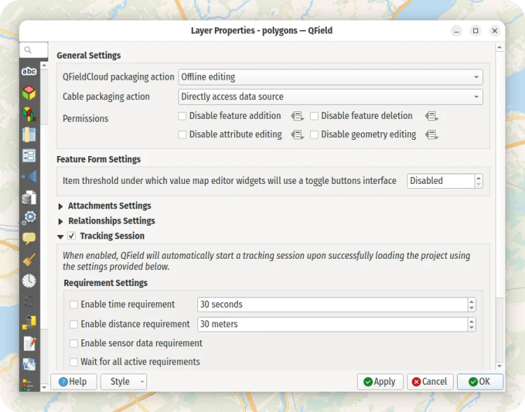 Fine-grained vector layer permission controls in QField