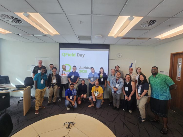 Participants gathered for QField Day during FOSS4G 2025 Auckland